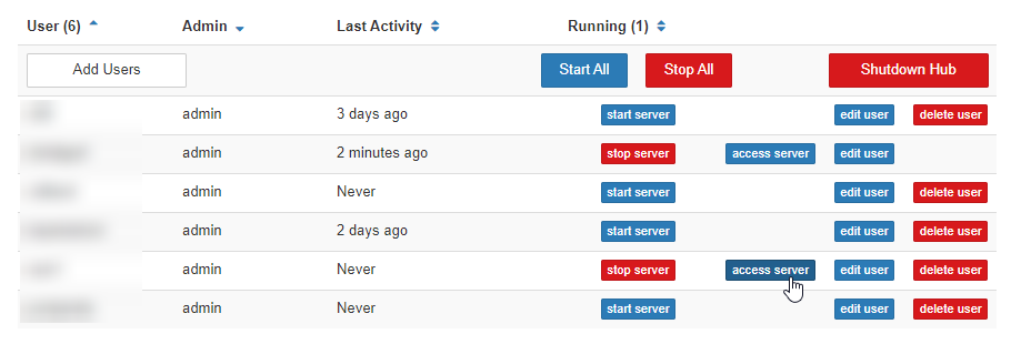Clicking Access Server will allow you to control the user’s session.