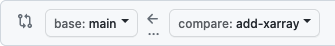 Screenshot of the target branch option when opening a GitHub pull request.